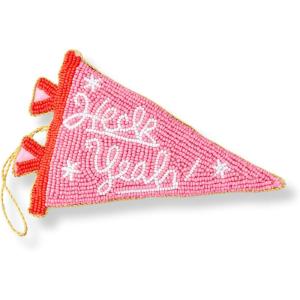 ban.do Beaded Hanging Ornament, Penant Flag Unique Holiday Christmas Tree Decoration (Heck Yeah)