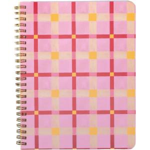 ban.do Rough Draft Mini Spiral Notebook with Saying, 8.5″ x 6.75″ with Pockets and 160 Lined Pages (Pink Plaid)(Pink Plaid)
