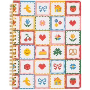 ban.do Rough Draft Mini Spiral Notebook with Saying, 8.5″ x 6.75″ with Pockets and 160 Lined Pages (Pink Plaid)(Quilt)