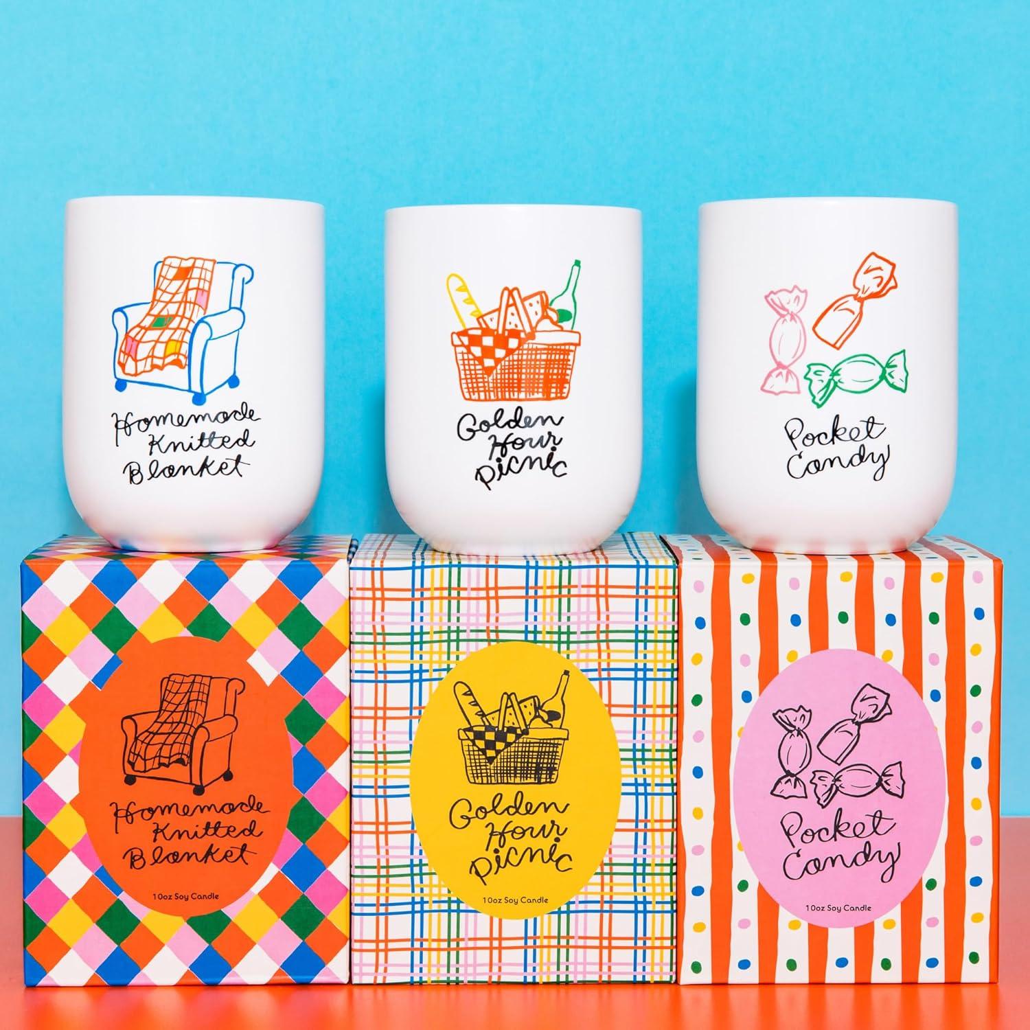 imagebando Fresh Scented Decorative Candle Cute and Aesthetic Vintage Inspired Candle Golden Hour Picnic