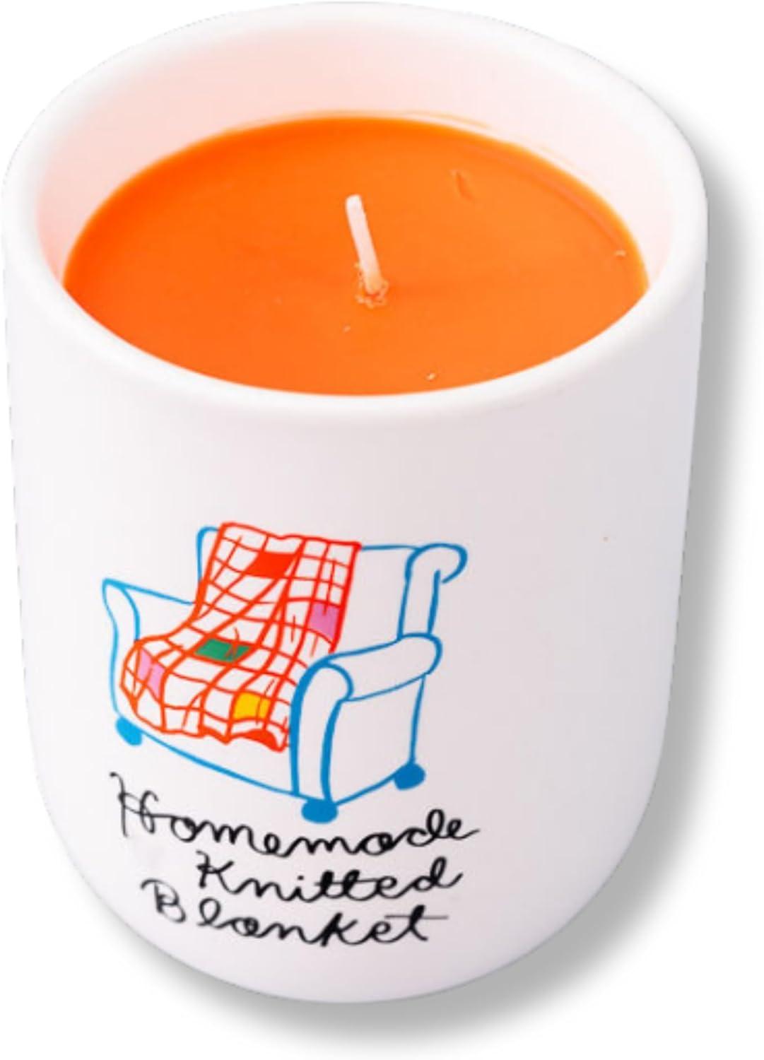 imagebando Fruity Scented Decorative Candle Cute and Aesthetic Vintage Inspired Candle Homemade Knitted Blanket
