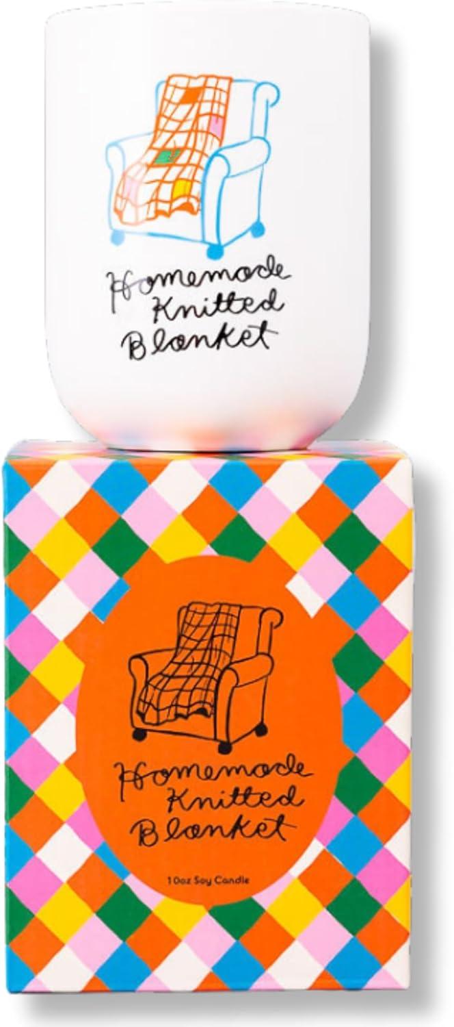 imagebando Fruity Scented Decorative Candle Cute and Aesthetic Vintage Inspired Candle Homemade Knitted Blanket