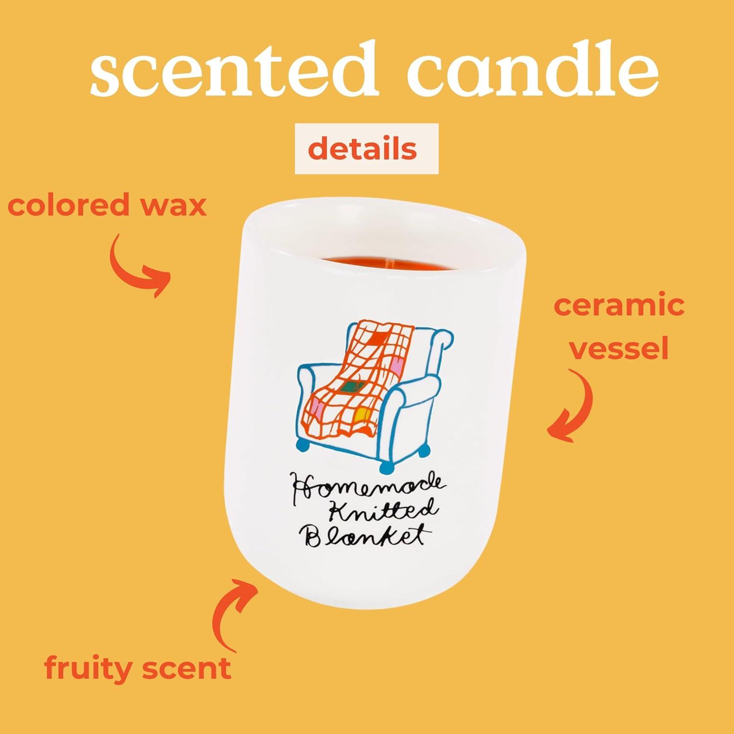 imagebando Fruity Scented Decorative Candle Cute and Aesthetic Vintage Inspired Candle Homemade Knitted Blanket