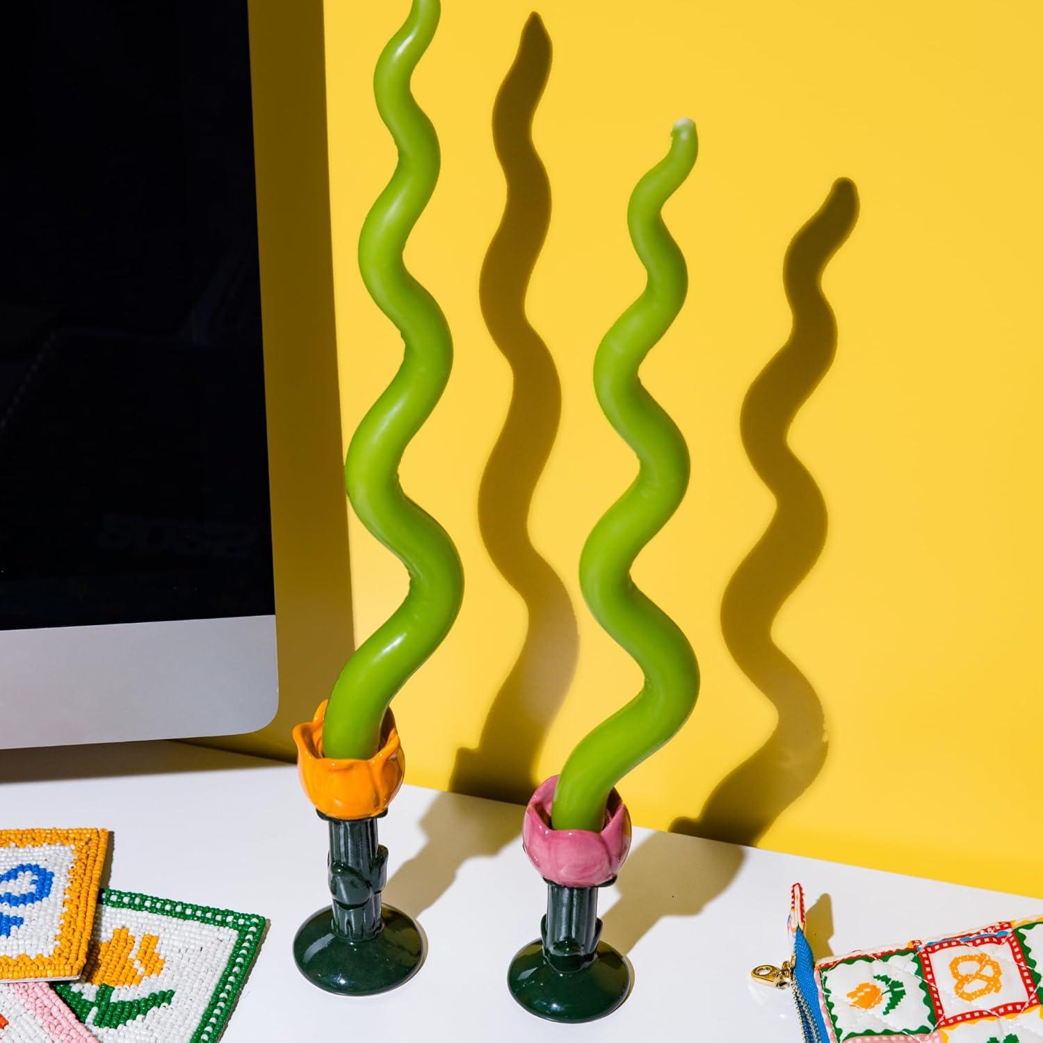 imagebando Set of 2 Decorative Candle Holders Unique Candle Stick Holders Colorful Taper Candle Holder Mini Candle Holders for Table Centerpiece Flowers