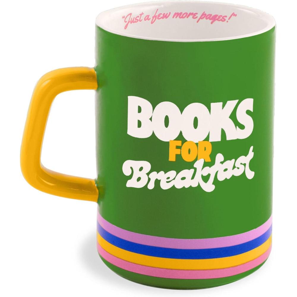 imagebando Ceramic Mug 12 Ounce Coffee Cup Dishwasher and Microwave Safe Mug Books for Breakfast