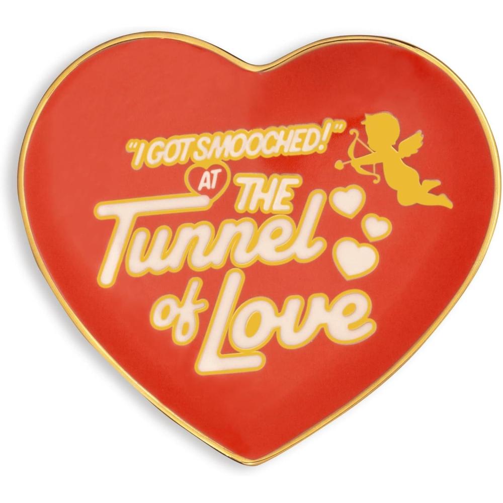 imagebando Novelty Trinket Tray Ceramic Jewelry Dish Small Decorative Tray for Keys or Decor Cute Heart Shaped Catchall Tray Tunnel of Love