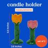 ban.do Set of 2 Decorative Candle Holders, Unique Candle Stick Holders, Colorful Taper Candle Holder, Mini Candle Holders for Table Centerpiece, Flowers