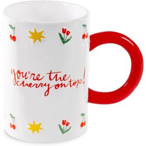 ban.do Ceramic Mug, 12 Ounce Coffee Cup, Dishwasher and Microwave Safe Mug, Cherry on Top