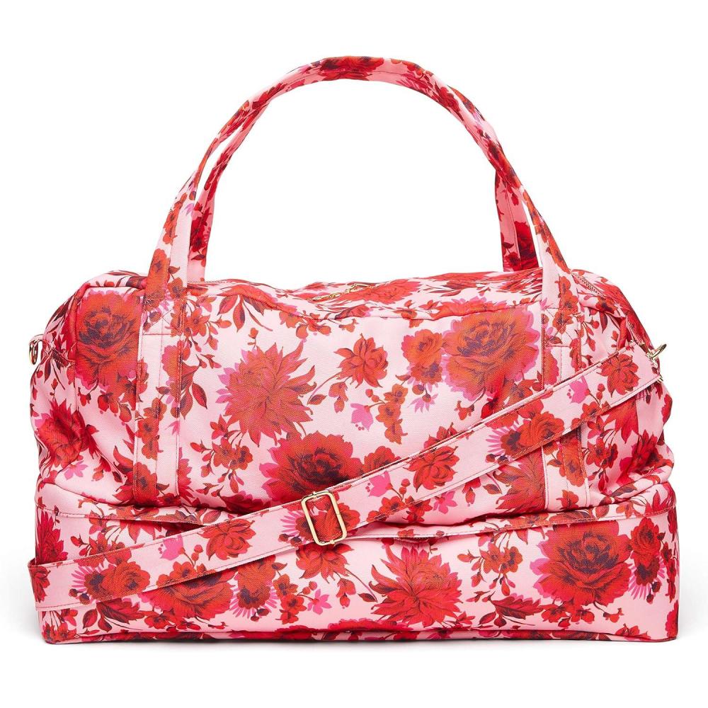 imageBando PinkRed Floral Getaway Traveler Bag Duffle Bag with Shoe Compartment and RemovableAdjustable Shoulder Strap Potpourri