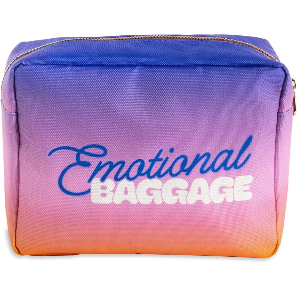 imagebando Womens Purple Nylon Cosmetic Case with Zipper Storage Pockets Travel Kit Organizer Bag for Makeup and Toiletries Emotional Baggage