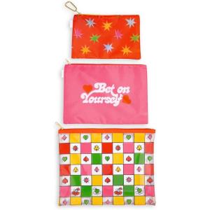 ban.do Travel Bags Carryall Trio, Nylon Bag Set, Waterproof Bag, 3 Zip Pouches for Pencils, Toiletries, or Accessories, Stardust