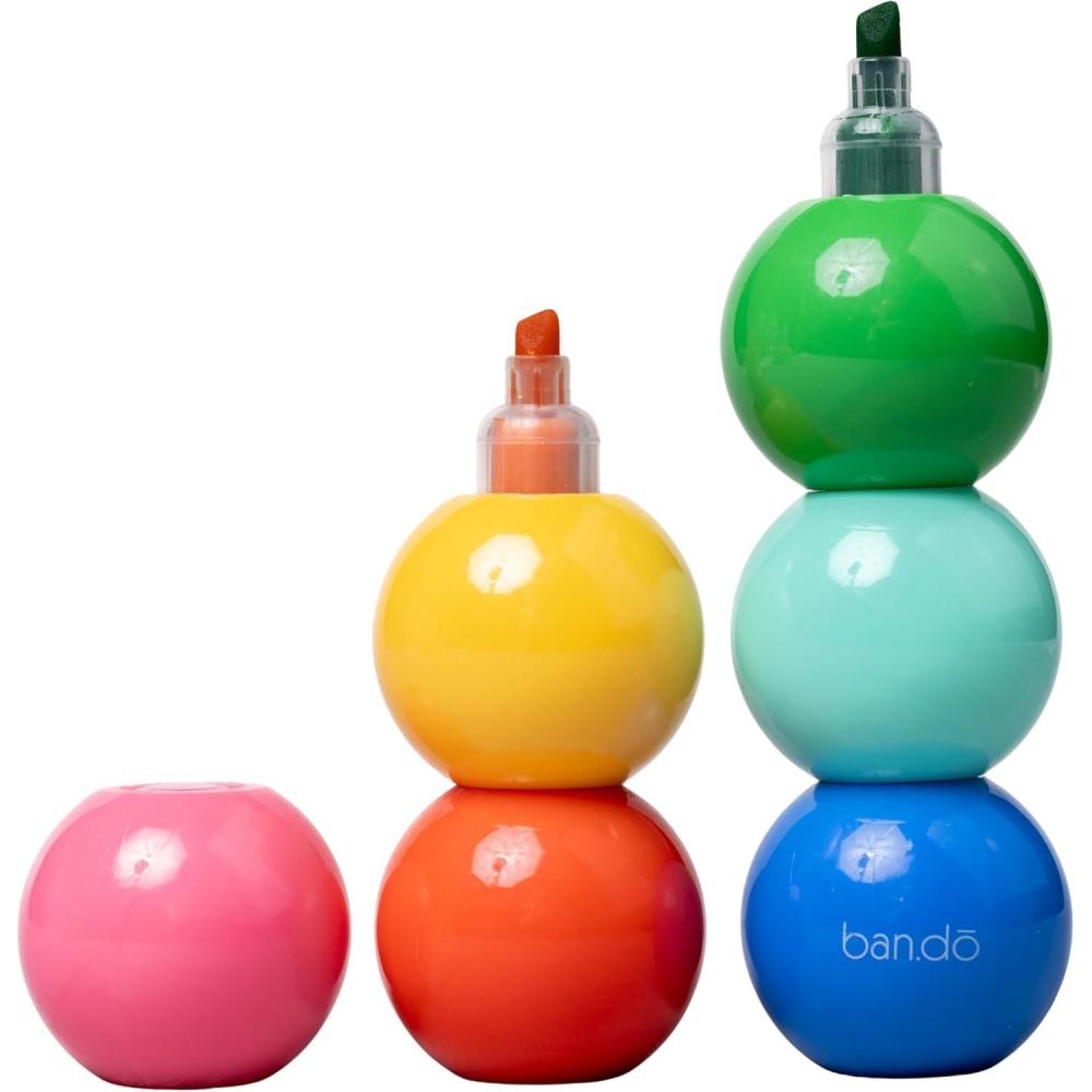 image:imagebando Multicolor Stacking Highlighter Set of 6 Shaped Colored Highlighters Assorted Ink Colors Shapes