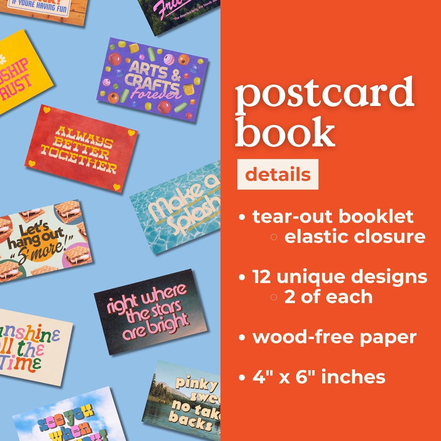 image:imagebando Postcard Book Set of 24 Postcards with 12 Different Designs Stationery Booklet Assorted