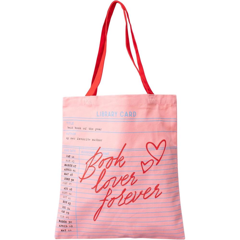 image:imagebando Big Canvas Bag with Shoulder Strap Lightweight Reusable Travel Tote for Books Beach or Produce Library Card Pink