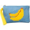 ban.do Banana Theme Rattan Zipper Pouch, Two Sided/Reversible Bag for Makeup/Toiletries/Pencils, Fruit Tiles