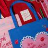 ban.do Big Canvas Bag with Shoulder Strap, Lightweight Reusable Travel Tote for Books, Beach or Produce, Library Card (Pink)