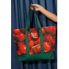 ban.do Large Resuable Tote Bag for Grocery Shopping/Work, Photorealistic Fruit Produce Bag for Farmers Market with Pockets and Button, Cherries