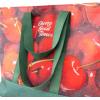 ban.do Large Resuable Tote Bag for Grocery Shopping/Work, Photorealistic Fruit Produce Bag for Farmers Market with Pockets and Button, Cherries