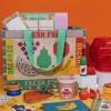 ban.do Rattan Market Bag with Handles for Groceries, Colorful Straw Purse/Handbag with Zipper Pocket for Beach/Pool, Fruit Tiles