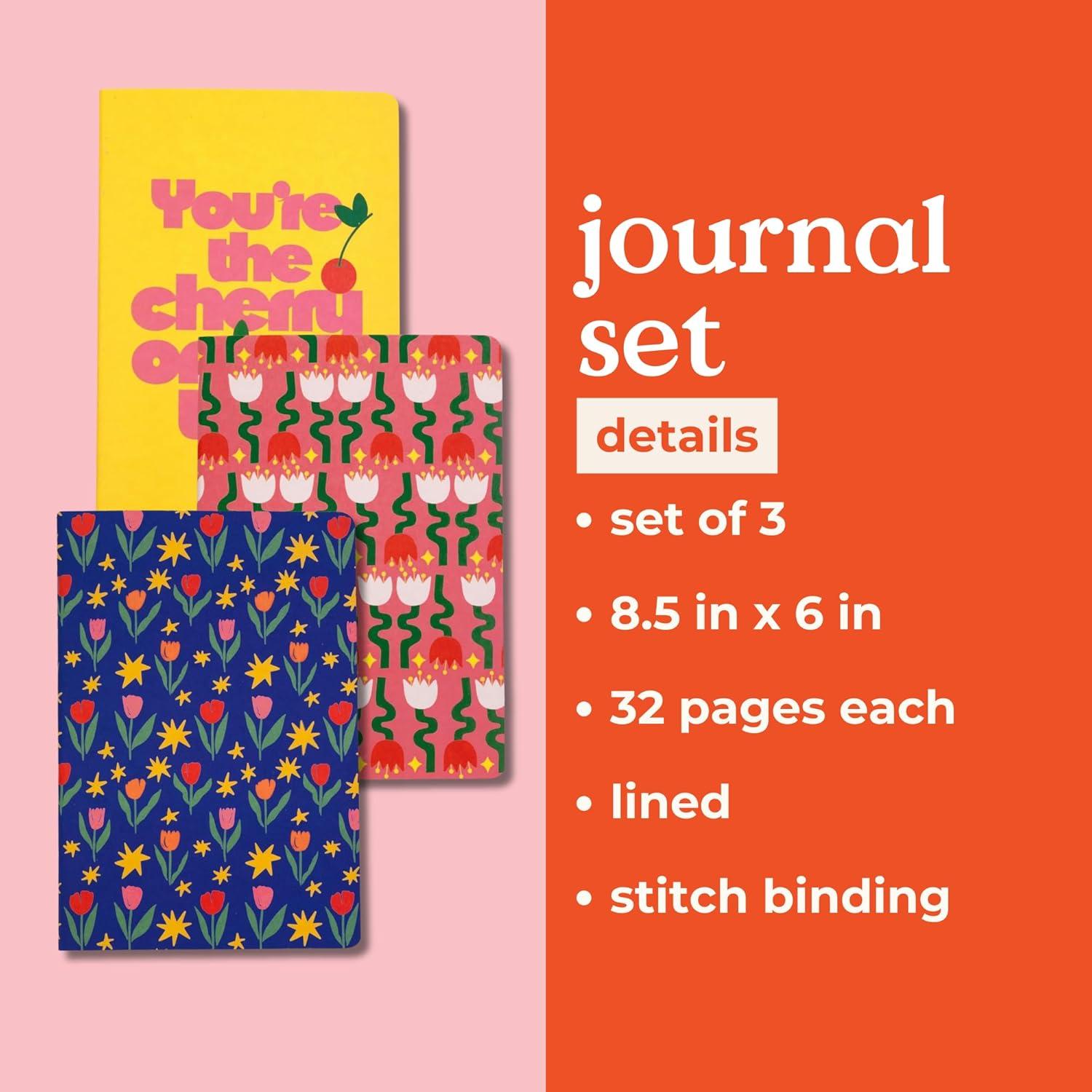 image:imagebando Rough Draft Notebook Journal Set of 3 Soft Cover Stitch Notebooks with 32 Lined Pages Each Assorted Fall 24