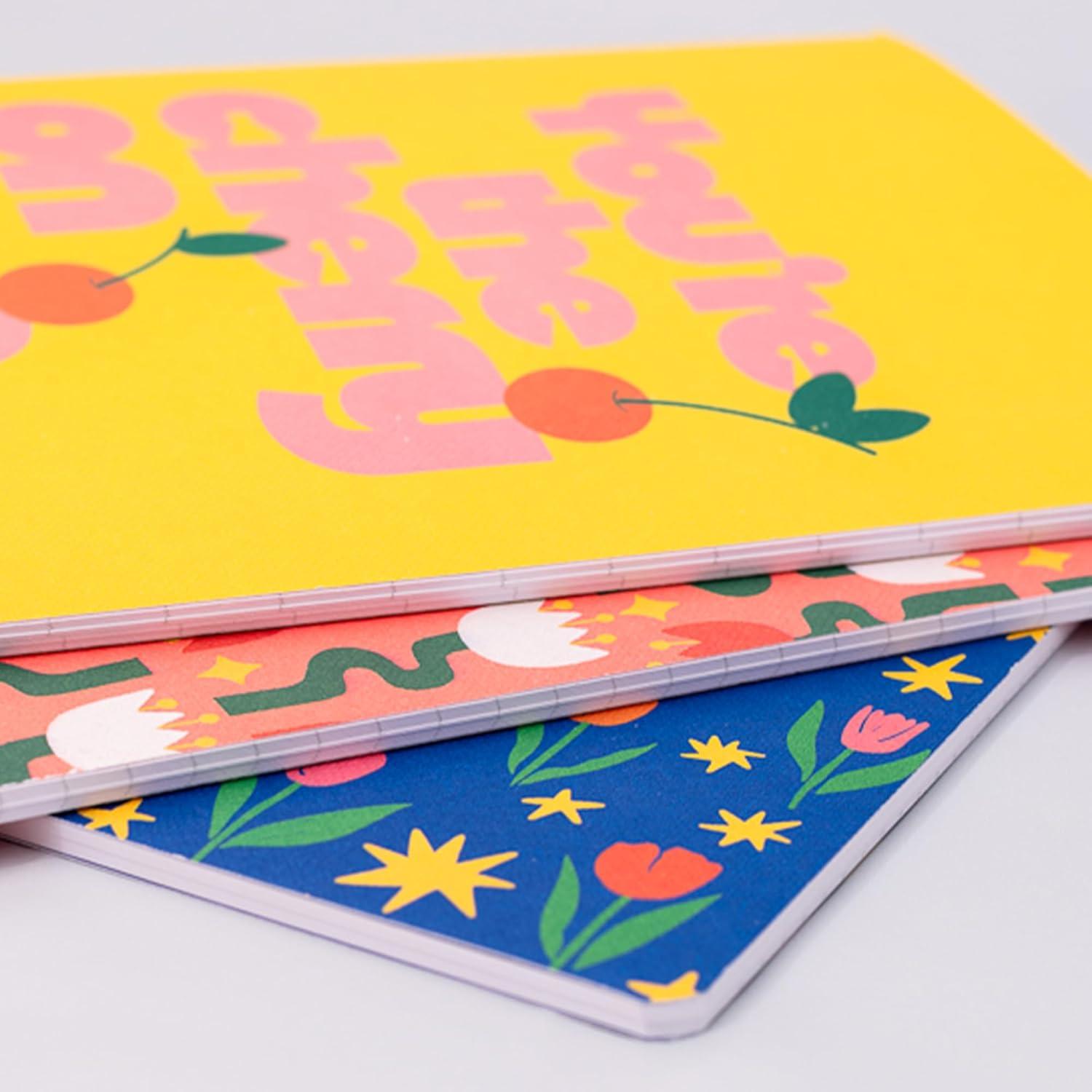 image:imagebando Rough Draft Notebook Journal Set of 3 Soft Cover Stitch Notebooks with 32 Lined Pages Each Assorted Fall 24