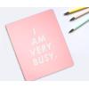 ban.do Hardcover 3 Ring Binder with 1 Inch Rings, School and Office Organizer for Letter Size Paper, I Am Very Busy (Pink)