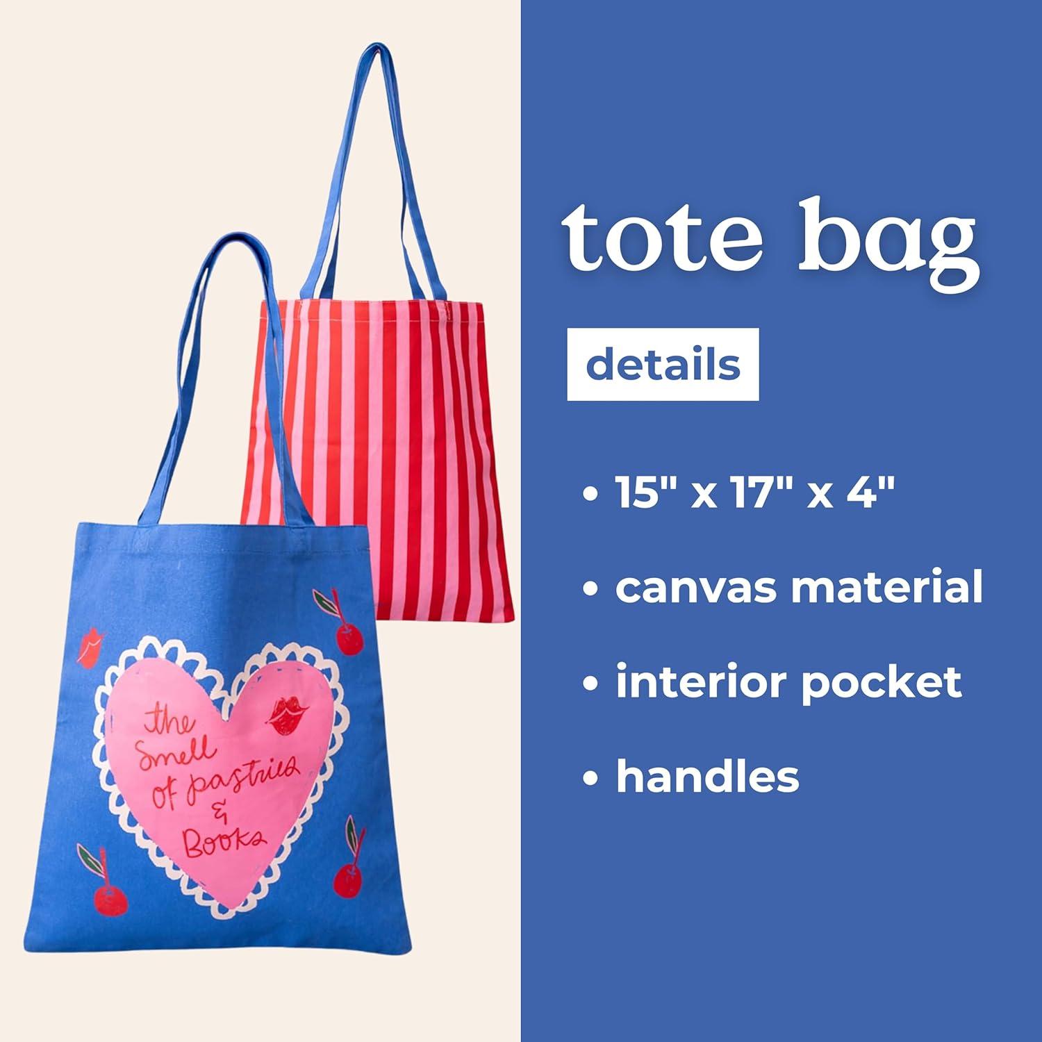 image:imagebando Big Canvas Bag with Shoulder Strap Lightweight Reusable Travel Tote for Books Beach or Produce Pastries and Books