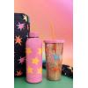 ban.do Stainless Steel Insulated Water Bottle, 25 oz Pink Metal, Neoprene Bottle Holder, Crossbody Sling, BPA Free, Stars