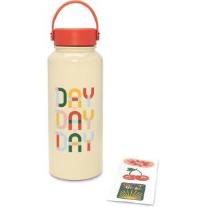 ban.do Large Water Bottle with Waterproof Sticker Pack, Stainless Steel Double Wall Tumbler, 33 Oz Insulated Metal Water Bottle, Day by Day