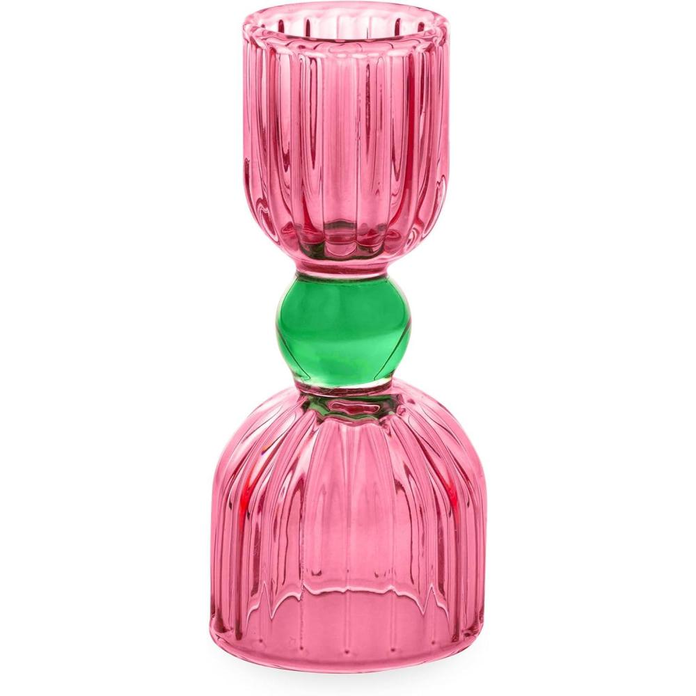 image:imagebando Cocktail Measuring Jigger Double Jigger Shot Glass 12 and 1 Shot Measuring Cup Pink Glass Bar Tool Tipsy Turvy