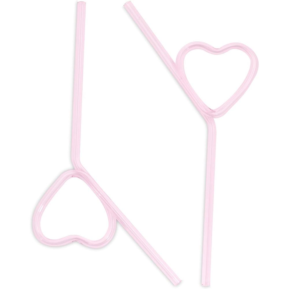 image:imagebando Cute Reusable Glass Straws for Iced Coffee Set of 2 Decorative Shaped Straws Hearts