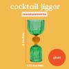 ban.do Retro Cocktail Measuring Jigger, Double Jigger Shot Glass, 1/2 and 1 Shot Measuring Cup, Vintage Style Green Glass Bar Tool for Measuring and Bar Cart Decor (Tipsy Turvy Green)