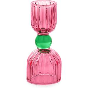ban.do Cocktail Measuring Jigger, Double Jigger Shot Glass, 1/2 and 1 Shot Measuring Cup, Pink Glass Bar Tool, Tipsy Turvy