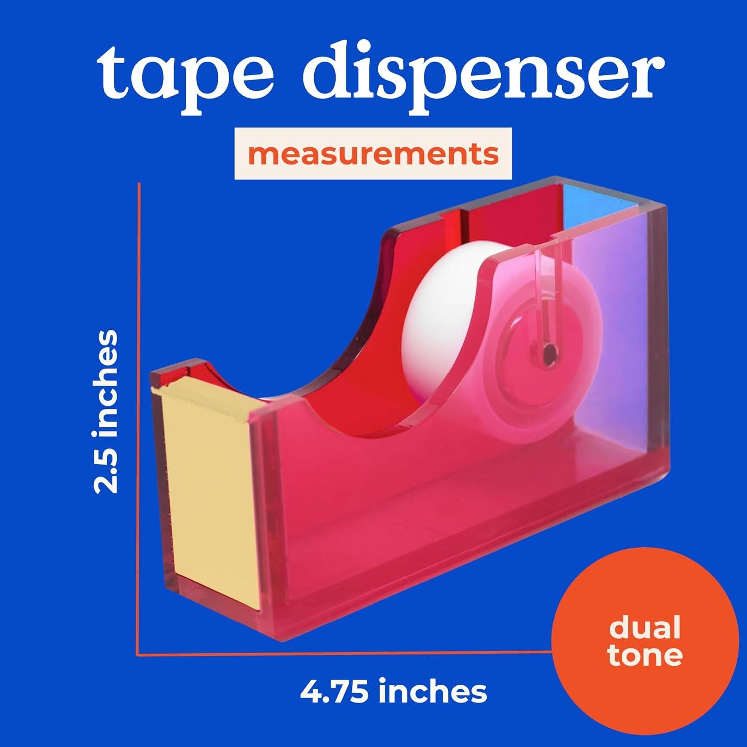 image:imagebando Cute Acrylic Tape Dispenser FunUniqueColorful Desk Accessories for WorkOffice Colorblock