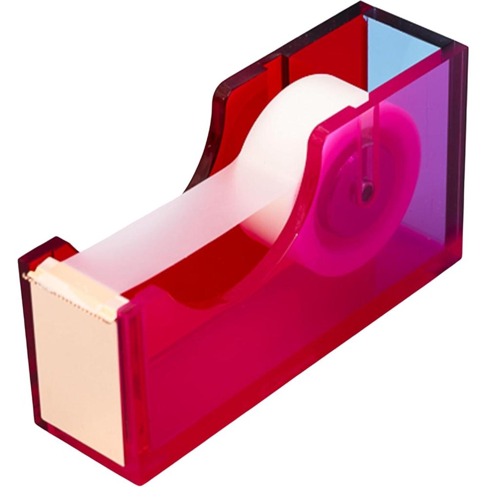 image:imagebando Cute Acrylic Tape Dispenser FunUniqueColorful Desk Accessories for WorkOffice Colorblock