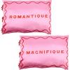 ban.do 26″ x 20″ Double Sided Satin Pillow Case Set of 2, Envelope Style Tuck Closure and Bow Tie Closure, Cherry Lips