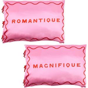 ban.do 26″ x 20″ Double Sided Satin Pillow Case Set of 2, Envelope Style Tuck Closure and Bow Tie Closure, Cherry Lips
