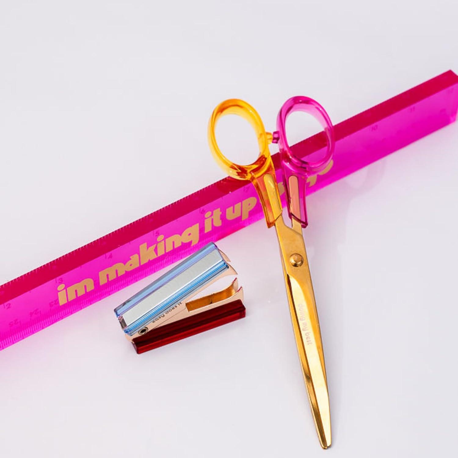 image:imagebando Desk Set for Office with Scissors Ruler and Staple Remover Colorblock