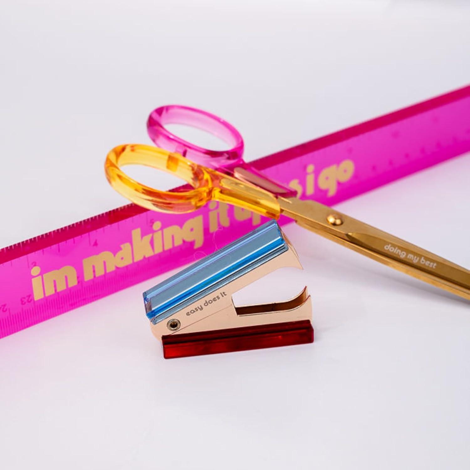 image:imagebando Desk Set for Office with Scissors Ruler and Staple Remover Colorblock