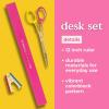 ban.do Desk Set for Office with Scissors, Ruler and Staple Remover, Colorblock