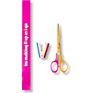 ban.do Desk Set for Office with Scissors, Ruler and Staple Remover, Colorblock