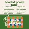 ban.do Beaded Zipper Pouch, Small Zip Pouch for Coins and Trinkets (Book Person)