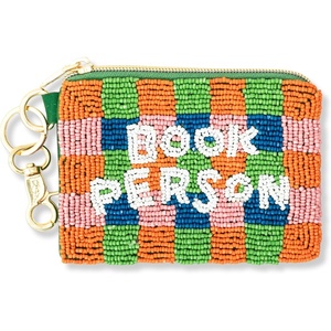 ban.do Beaded Zipper Pouch, Small Zip Pouch for Coins and Trinkets (Book Person)