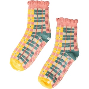 ban.do Non Slip Socks, Fuzzy Socks for Women One Size Fits Most, Crew Socks with Grippers (Plaid)
